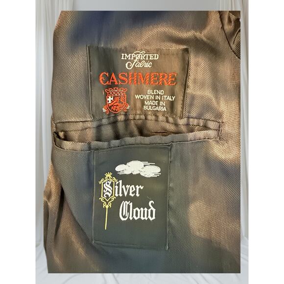 Vintage Silver Cloud Men’s Black Cashmere Blend Long Wool Overcoat Italy Fabric - Picture 7 of 8